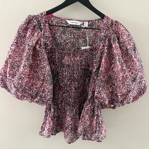 & Other Stories Smocked Puff Sleeve Blouse